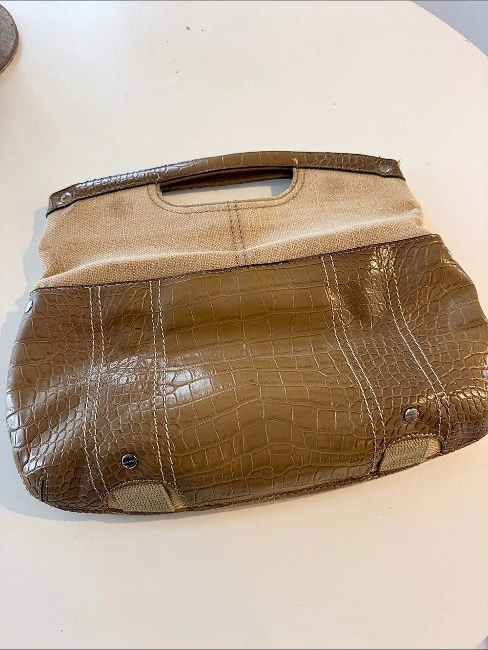 Nine West Crocodile-Embossed Brown Shoulder Bag
